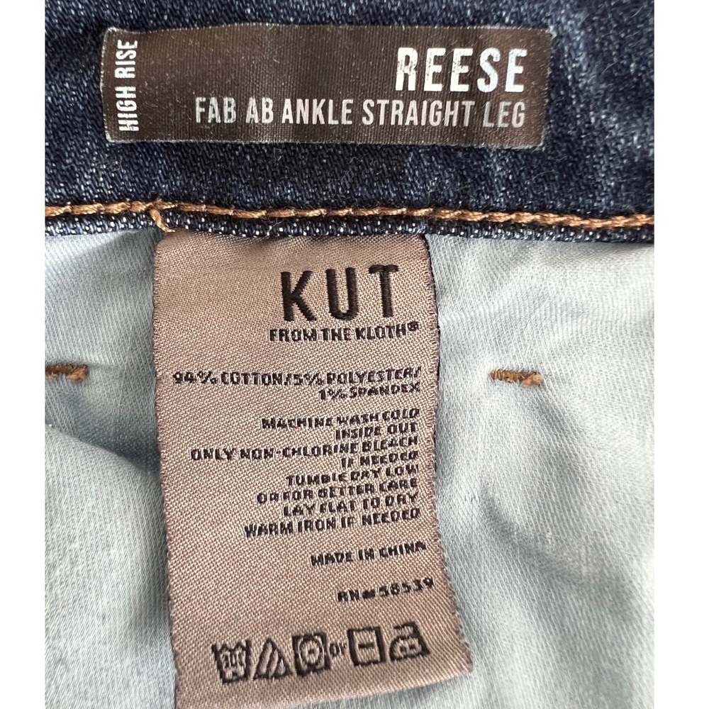 Kut from the Kloth Reese Fab‎ Ab High Rise Ankle Straight Leg Jeans Dark Wash 8 - Picture 4 of 8